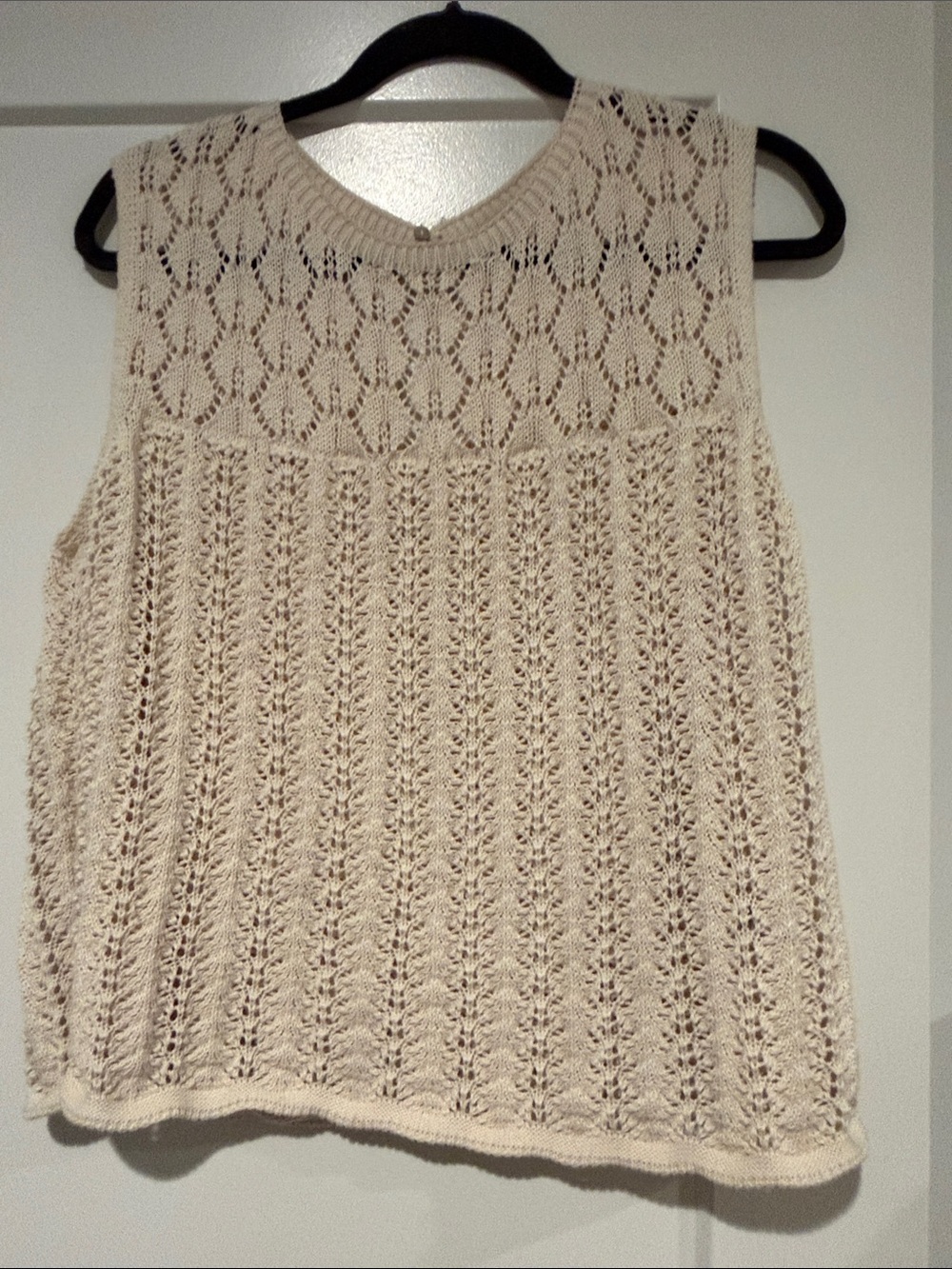 Dex Cream Openwork Knit Sleeveless Tank